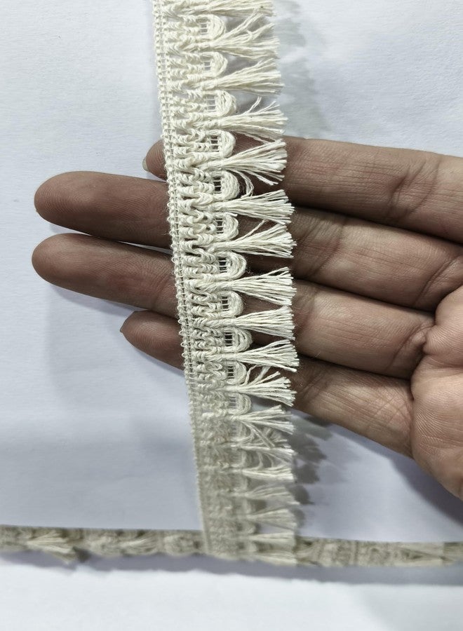 PREMDAS LACES Premdas lace Cotton Off White, Cotton Dyeable Lace Trim, Neutral Color Lace, Home Decor, Scarf Trim, Rustic Style, Tassel Fringe 18 Meter (Off White) - Image 3